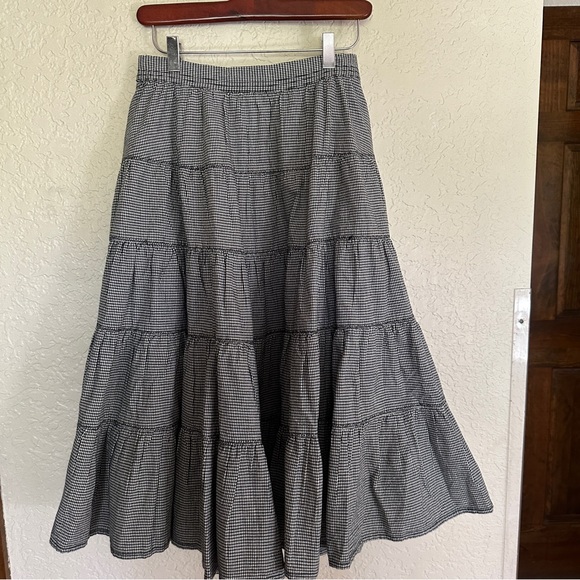 Free People In Full Swing Gingham Midi Skirt Size Small Black & White - Picture 8 of 14